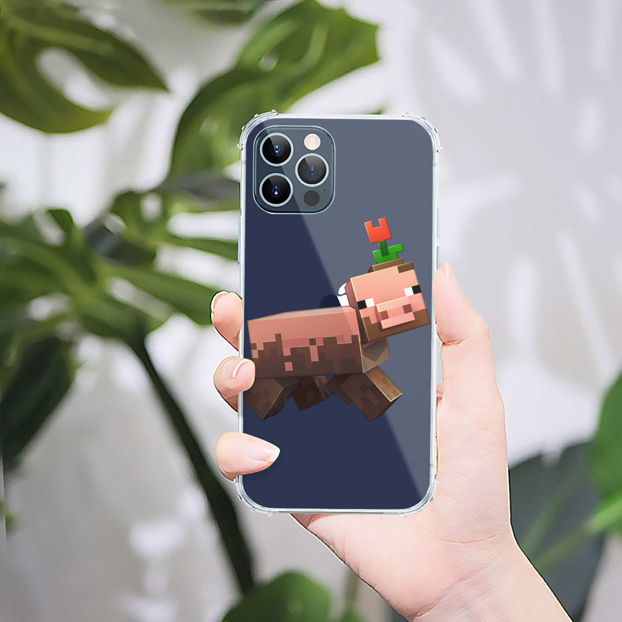 （画像用） マインクラフト ブロックの世界 Minecraft MC Block world 【iPhone 12シリーズ対応】透明スマホケース（クリアソフトケース）